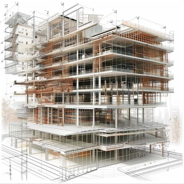 Building design drawing for commercial projects in Qatar